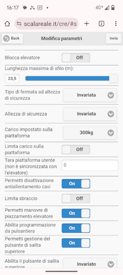 Parameters modification