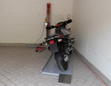 Motorbike loaded, ramp